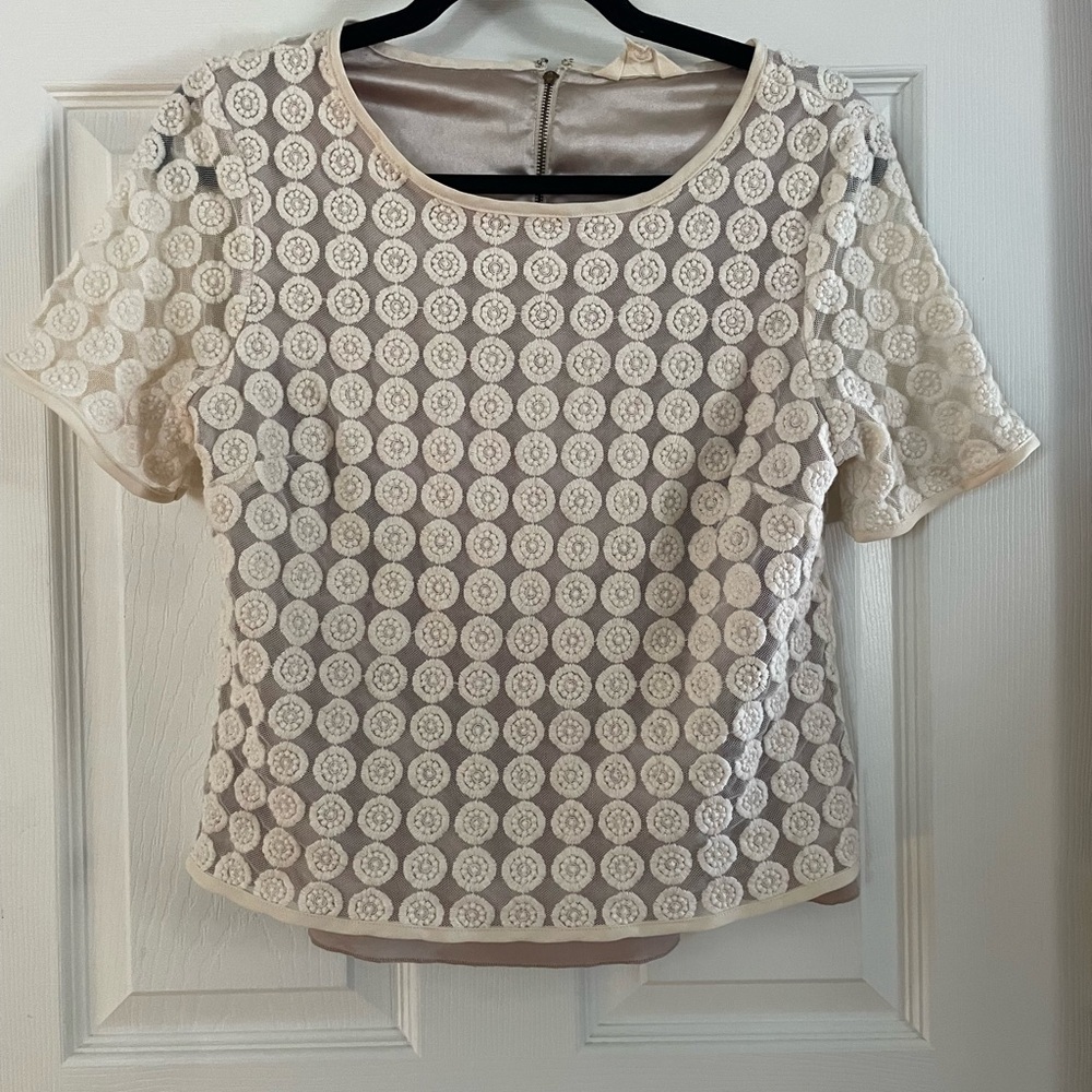 Adiva Cream Lace Overlay Top Medium